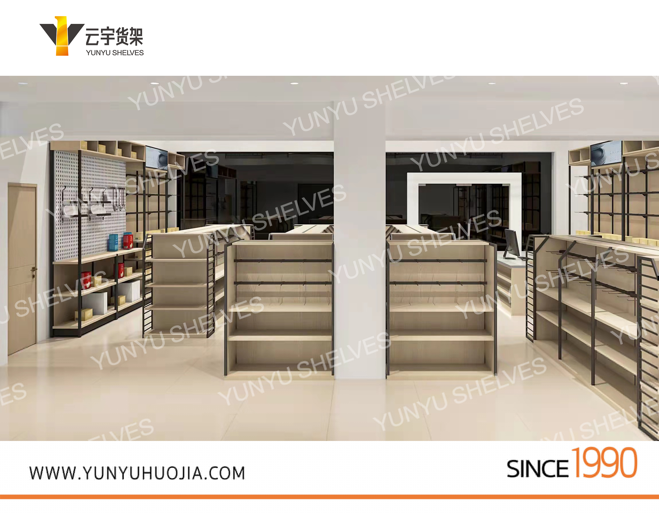 YYA7-009 新款大型木紋超市貨架