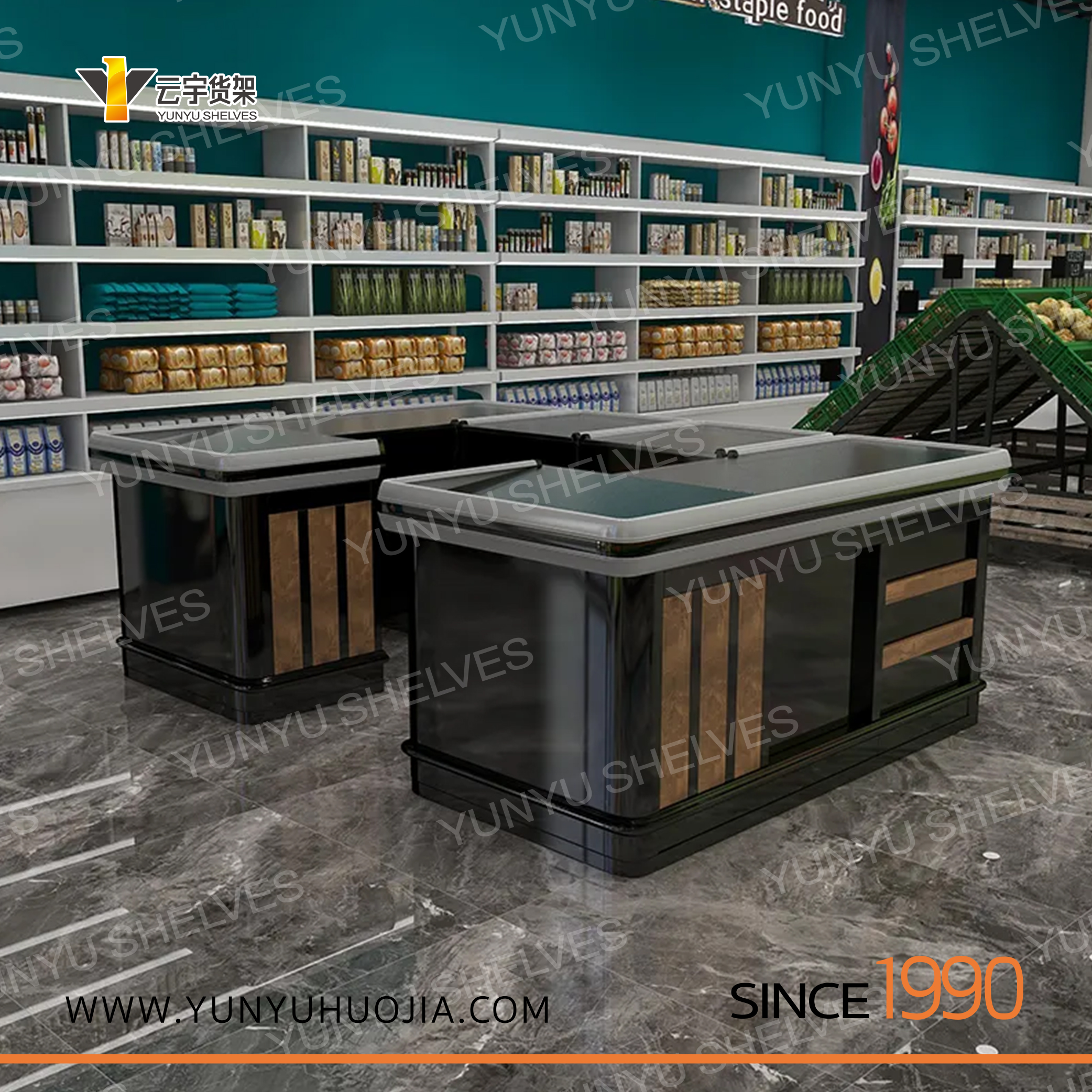 YYKI-022實(shí)木超市商店收銀臺(tái)