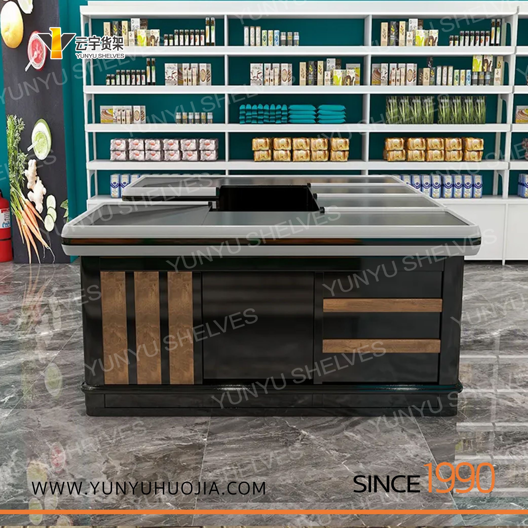 YYKI-022實(shí)木超市商店收銀臺(tái)