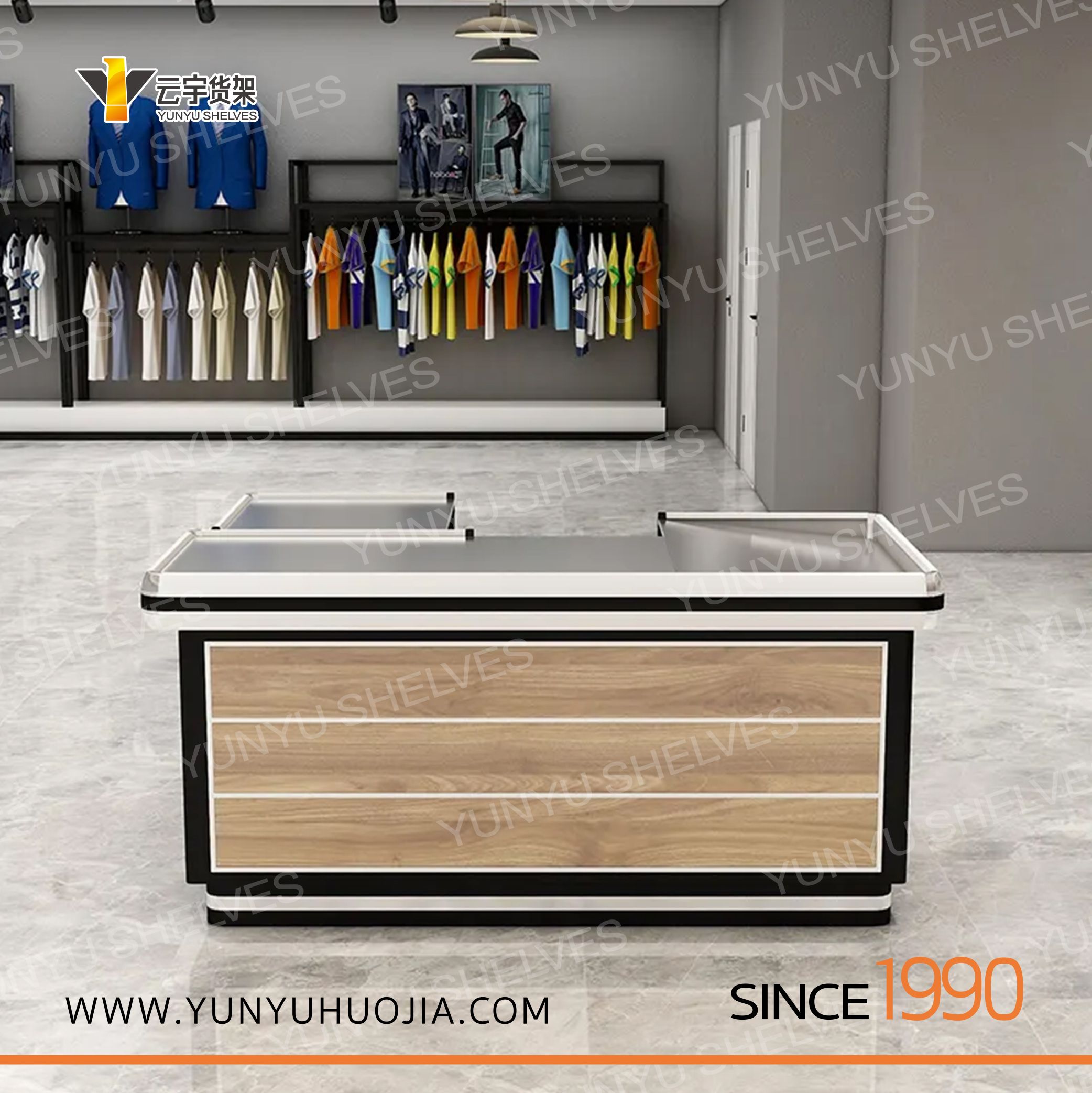 YYKI-023實(shí)木超市商店精品店收銀臺(tái)